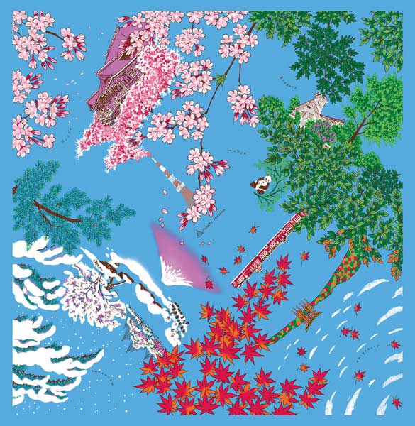 風呂敷 ふろしき 大判 112cm 日本の四季 春 夏 秋 冬 綿 日本製 着物 持ち運び 上品 おしゃれ 和 コットン ギフト プレゼント お洒落 大人 女性 和柄 和風 バッグ Furoshiki