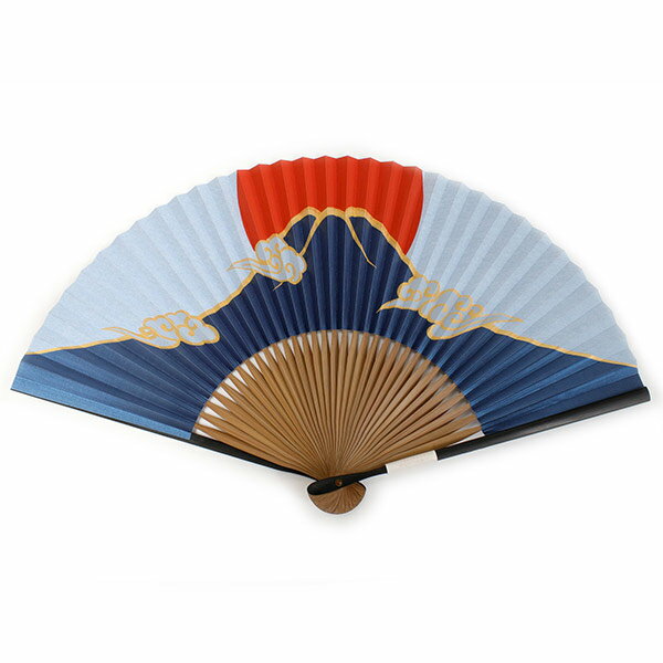扇子 男性用 単品 ブルー 日の出 富士 雲柄 メンズ エコ ギフト プレゼント 贈り物 春 夏 父の日 紳士 男 男性 京扇子 せんす カジュアル 小物 雑貨