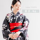 浴衣 レディース 単品 フリーサイズ ブラック 椿 レッド 綿 ゆかた 夏 大人 おしゃれ 可愛い 花火大会 夏祭り 和服 和装