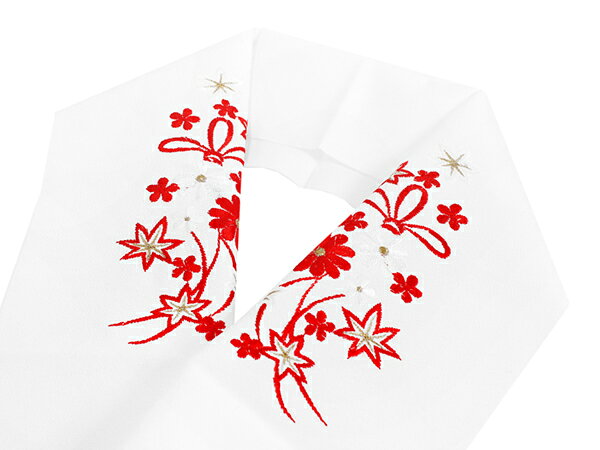 七五三 刺繍 半衿 単品 子供用 3歳 7歳 白 紅葉 はんえり 菊 花 こども 日本製 丹...