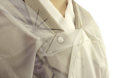 【和装レインコート】道行衿 二部式 雨コート 携帯バッグ付き フリーサイズ 半透明無地【20060】Kimono jacket