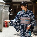 浴衣 レディース 単品 百華 フリーサイズ 紺地 椿 テイジン素材 吸汗速乾 日本製 花火大会 夏祭り 和装 和服