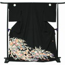 【正絹黒留袖 未仕立て 仮絵羽 花器と花熨斗柄】礼装 黒留め袖 新品 お誂え 購入 販売 結婚式 既婚 五つ紋 家紋 フォーマル 【hzふこ】