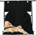 【正絹黒留袖 未仕立て 仮絵羽 吉祥菊柄】礼装 黒留め袖 新品 お誂え 購入 販売 結婚式 既婚 五つ紋 家紋 フォーマル 【hzふら】