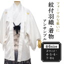 男 羽織 2点セット 成人式 卒業式 無地 白 Jrサイズ 4号 5号 6号 7号 8号 アンサンブル 洗える着物 きもの 和装 和服 メンズ 男性 紳士 コス...