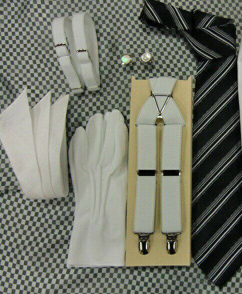 【レンタル】ワイシャツ 小物 フルセット 新郎 小物 セット お父様【往復送料無料】 送料無料 ネクタイ/サスペンダー/アームバンド/ポケットチーフ/カフス/手袋 貸衣装 結婚式 ウェディング ブライダル