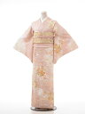 【レンタル】訪問着 結婚式 ブライダル およばれ レンタル 送料無料 着物(淡いサーモンピンクベージュかのこ宝づくし)大人ピンク
