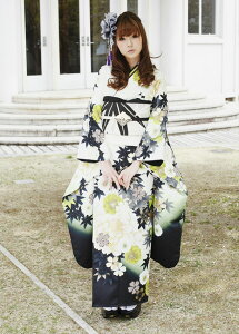 【レンタル】振袖 レンタル 成人式 着物 セット JAPAN.STYLEフルコーディネート クリーム地に牡丹ポイント抹茶49安売り