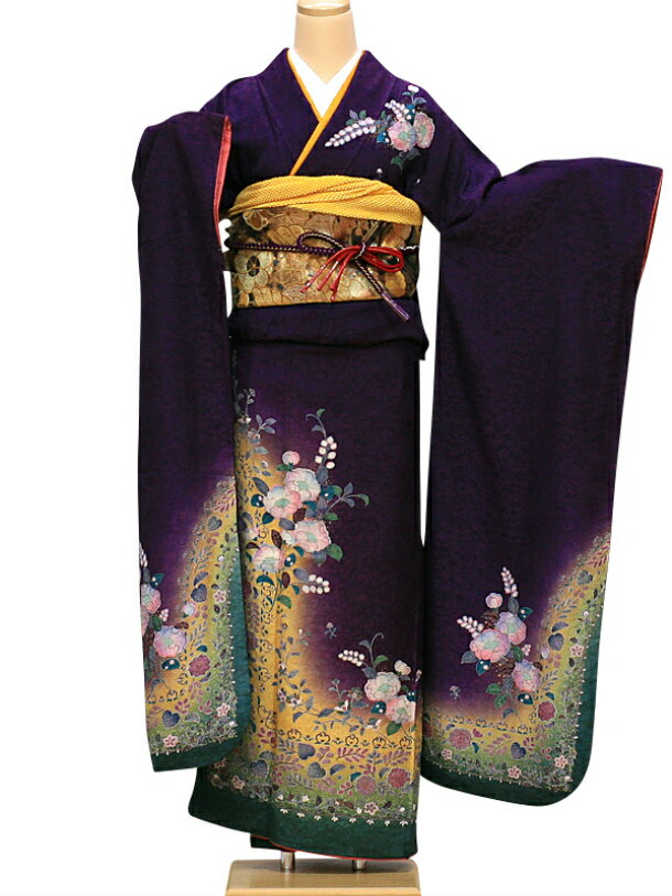 楽天市場】振袖 辻が花（カラーパープル）（着物セット｜和服