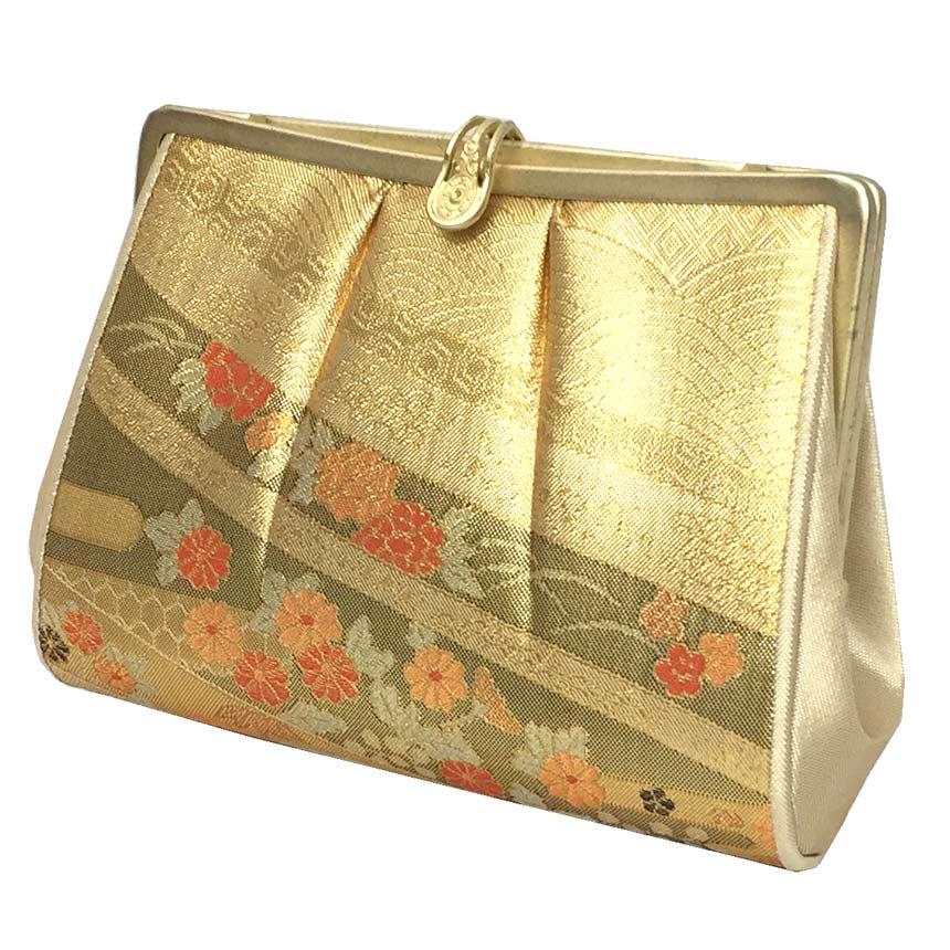 京やO221 和装バッグ 和服バッグ 佐賀錦織 菊 笹 牡丹 梅 四季の草花 青海波 吉祥文様 お茶や習い事に ..