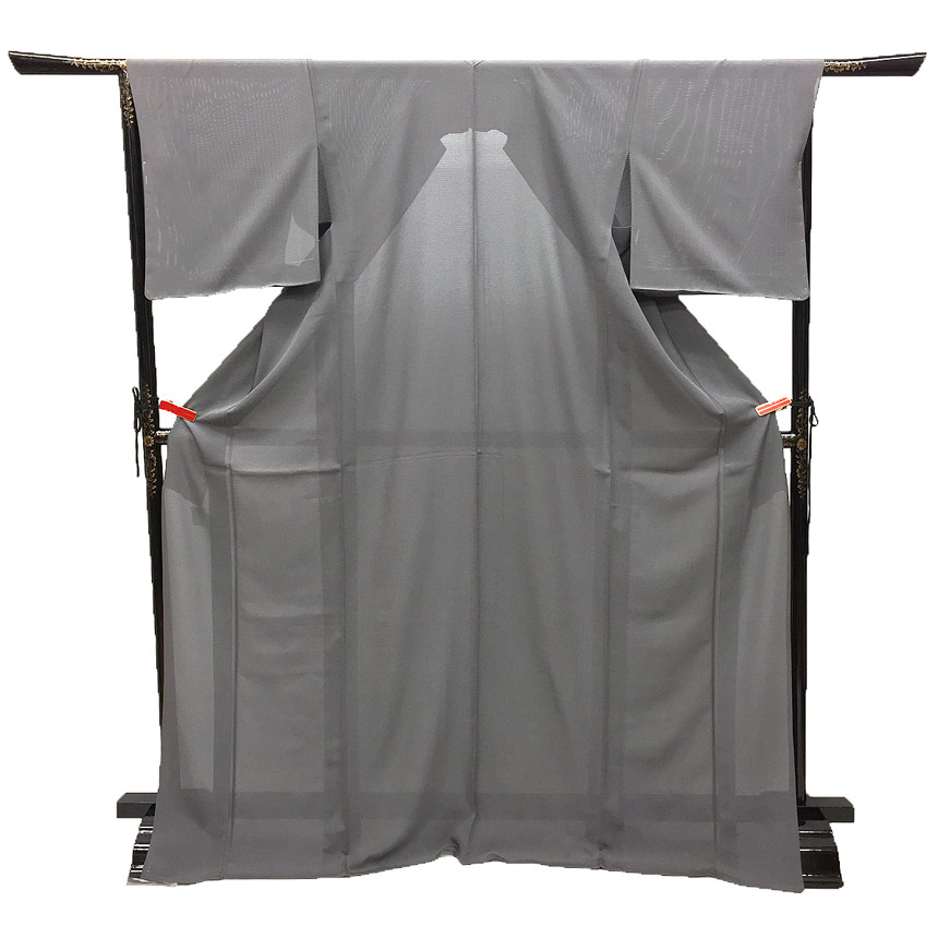 京やI563 特選『夏の絽』 正絹 特選駒絽 夏着物 絽の色無地 夏の色無地 絽 五本絽 グレー 灰色 鼠色 伝統工芸品 駒絽 トールサイズ 身丈168cm 絽のきもの 夏の着物 お茶席に最適 フォーマル～カジュアル 5月6月7月8月9月に 手縫い 単衣の時期にも 単衣仕立て 仕立て上がりのサムネイル