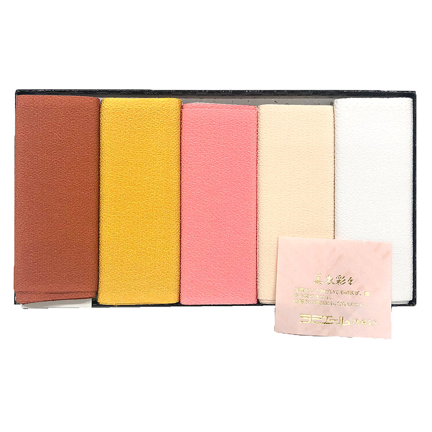 ゆうパケット発送 全国送料無料 京やQ714 洗える半えり 半衿 半襟 美衣彩々 テイジン ラミエール ちりめん 5色 5枚セット 和装小物 未使用 新古品