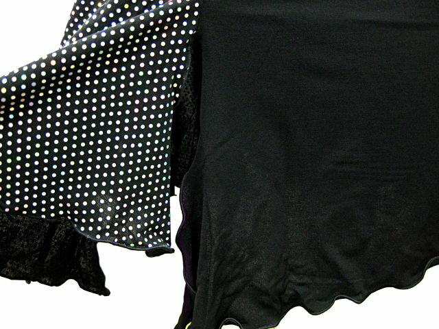 【送料無料】無地・スパンコール切り替えストレッチスカート黒・こげ茶　フリーサイズ