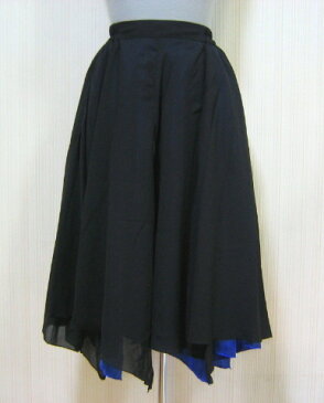 【送料無料】黒×紺のスリットが深い8枚ハギダンス用スカート