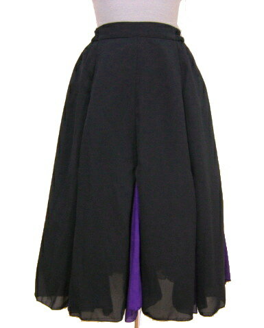 【送料無料】黒×紫色 ダンス用スカート 裏地付き ウエスト脇ゴム