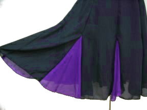 【送料無料】黒×紫色 ダンス用スカート 裏地付き ウエスト脇ゴム