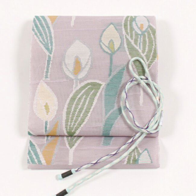 【15%OFFクーポン対象 15周年記念セール】【夏帯】 帯屋捨松 特選西陣織夏八寸帯 「水芭蕉文」 紅藤色 藤ピンク 夏名古屋帯 六通柄 紗八寸 お洒落帯のサムネイル