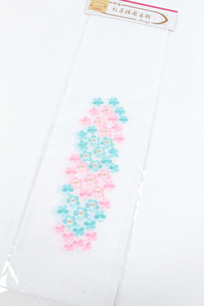 刺繍半襟七五三子供用7歳3歳女の子白地/桜刺繍入り全3色(水色/赤/ピンク)ポリエステル子衿ししゅう衿【日本製】