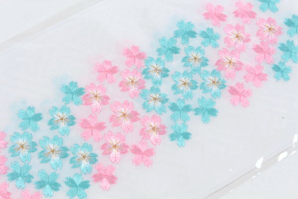 刺繍半襟七五三子供用7歳3歳女の子白地/桜刺繍入り全3色(水色/赤/ピンク)ポリエステル子衿ししゅう衿【日本製】