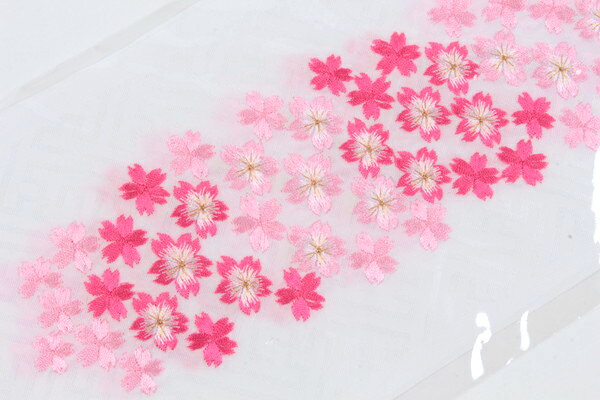 刺繍半襟七五三子供用7歳3歳女の子白地/桜刺繍入り全3色(水色/赤/ピンク)ポリエステル子衿ししゅう衿【日本製】