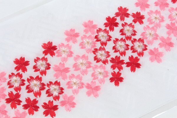 刺繍半襟七五三子供用7歳3歳女の子白地/桜刺繍入り全3色(水色/赤/ピンク)ポリエステル子衿ししゅう衿【日本製】
