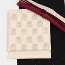 【最大50%OFF★夏物SALE開催中】 【ヤマキ織物】特選西陣織袋帯 洒落袋帯 「瓦燈(がとう)花兎文」 オフホワイト(ベージュ) ウサギ お太鼓柄