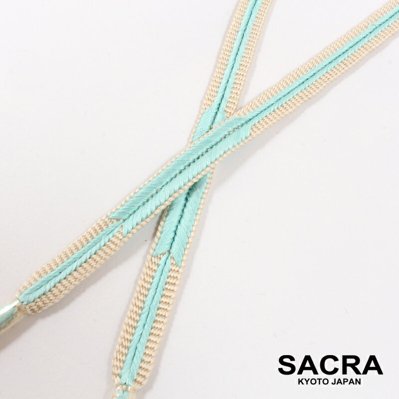 【正絹】羽織紐 和小物さくら 生成り×翡翠 女物 組紐 結ぶタイプ【日本製】