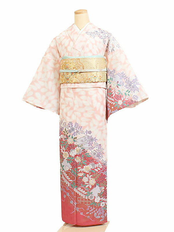 レンタル 訪問着 単衣 夏物 身長：155〜161cm ピンク系 母親 着物 結婚式 お宮参り as-0016
