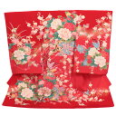 【レンタル】【初着 女児 正絹 赤系 花車】お宮参り 産着 祝い着 産着レンタル 祝着レンタル 初宮参り 貸衣装 貸衣裳 帽子 よだれかけ セット フルセット ...