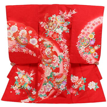 〔7月限定割引対象商品〕【レンタル】【単衣初着 女児 赤 桜四季花/鞠】夏用 5月6月7月8月9月10月 お宮参り 祝い着 産着レンタル 祝着レンタル貸衣装 帽子 よだれかけ フルセット 女の子 ベビー 赤ちゃん 子ども 着物 宮参り 安い かわいい 涼しい軽い薄物 往復送料無料 b245
