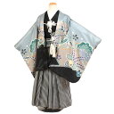 【レンタル】かんたん着付け【七五三 5才男児着物袴・グレー・鷹】紐で結んでマジックテープでとめるだけ!らくらく着付け 簡単 七五三レンタル 着物レンタル 5歳 ...