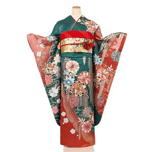 【レンタル】【振袖レンタル 緑系】正絹 振袖 レンタルフルセット ふりそで 振袖セット レンタル振袖 振り袖 結婚式 披露宴 親族 卒業式 パーティー 結納 着物レンタル 貸衣装 女性 和服 華やか 成人式前撮り礼装 晴れ着 往復送料無料 f030通販