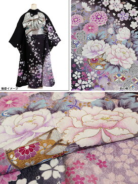 【レンタル】【成人式振袖レンタル・黒系・広巾】大きいサイズ|広幅|振袖|新品足袋プレゼント|振袖 レンタル|振袖フルセット|ふりそで|レンタル 振袖|振り袖|furisode|成人式|成人式 振袖|成人式 レンタル|和服|着物レンタル|貸衣装|往復送料無料|f064s