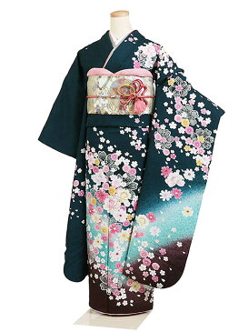 【レンタル】【振袖レンタル 濃エメラルドグリーン系】正絹 振袖 レンタル フルセット ふりそで 振袖セット レンタル振袖 振り袖 結婚式 披露宴 親族 卒業式 パーティー 結納 着物レンタル 貸衣装 女性 和服 安い 往復送料無料 f118