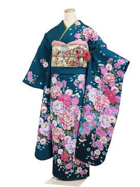 【レンタル】【振袖レンタル エメラルドグリーン系】正絹 振袖 レンタル フルセット ふりそで 振袖セット レンタル振袖 振り袖 結婚式 披露宴 親族 卒業式 パーティー 結納 着物レンタル 貸衣装 女性 和服 安い 往復送料無料 f157