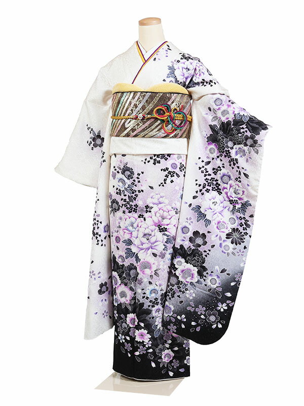【レンタル】【振袖レンタル 白系 牡丹・桜 など】正絹 振袖 レンタルフルセット ふりそで 振袖セット レンタル振袖 振り袖 結婚式 披露宴 親族 卒業式 パーティー 結納 着物レンタル 貸衣装 女性 和服 華やか 晴れ着 往復送料無料 f256