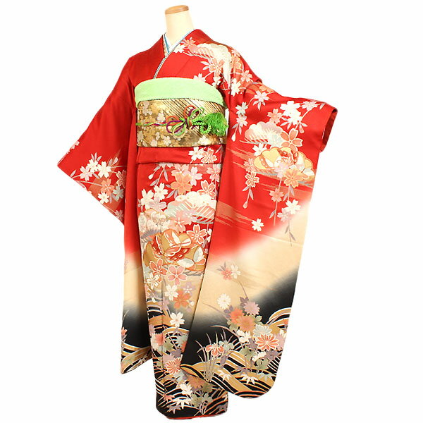 【レンタル】【振袖レンタル 赤系】 正絹 振袖 レンタル フルセット ふりそで 振袖セット レンタル振袖 振り袖 結婚式 披露宴 親族 卒業式 パーティー 結納 着物レンタル 貸衣装 女性 和服 安い 往復送料無料 f370