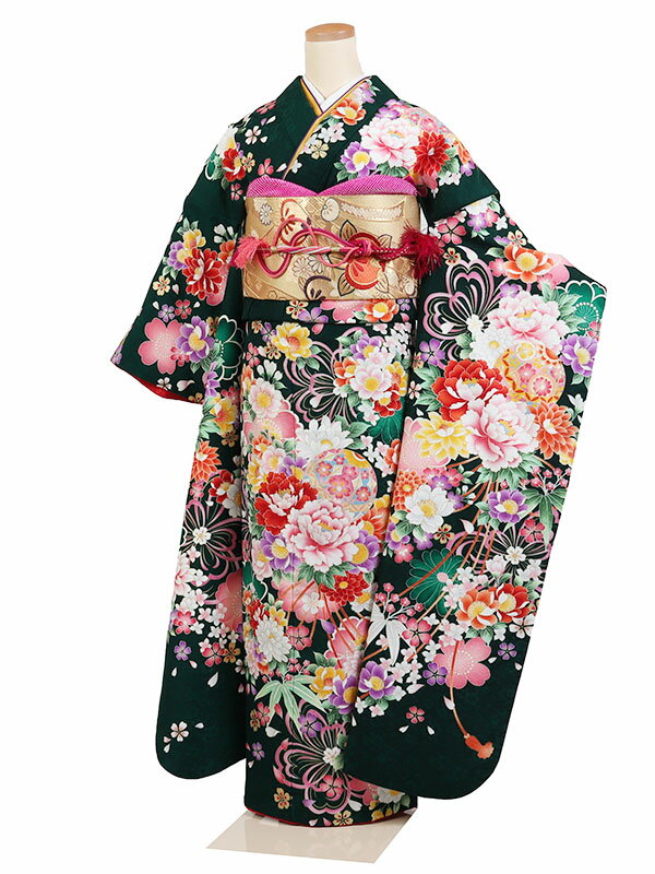 【レンタル】【振袖レンタル 緑系 四季花・手毬】振袖 レンタルフルセット ふりそで 振袖セット レンタル振袖 振り袖 結婚式 披露宴 親族 卒業式 パーティー 結納 着物レンタル 貸衣装 女性 和服 華やか 晴れ着 往復送料無料 f560