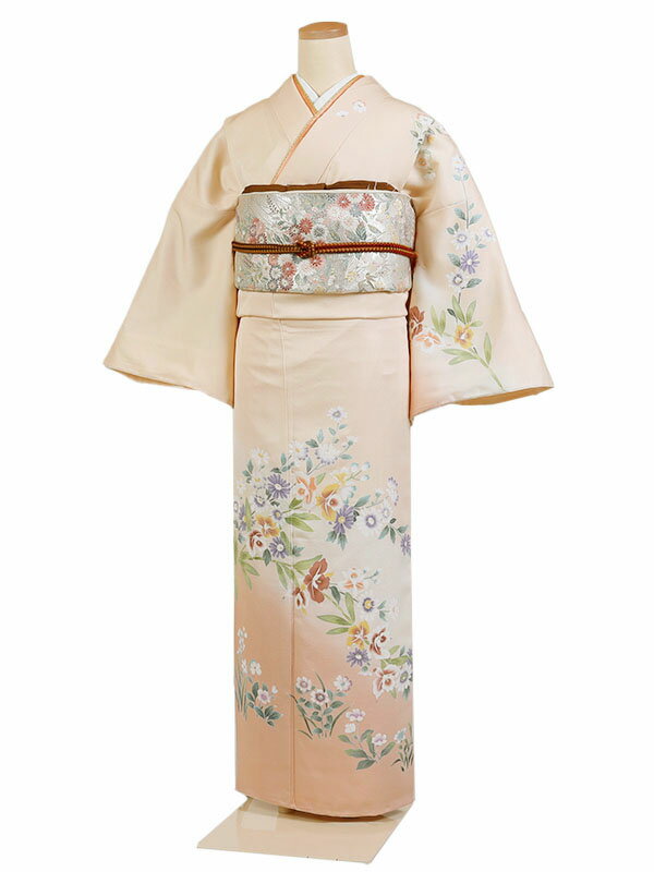 【レンタル】【訪問着 ピンクベージュ系】訪問着レンタル フルセット 入学式 卒業式 お宮参り 七五三 お母さん ママ 母親 訪問着セット レンタル訪問着 着物レンタル 貸衣装 結婚式 披露宴 パーティー 結納 お茶会 往復送料無料 h491