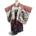 【レンタル】かんたん着付け【3才男児着物 赤茶系 鷹・吉祥文様】紐で結んでマジックテープでとめるだけ!らくらく着付け 簡単 七五三|着物レンタル|3歳|袴セット|753|貸衣装|子供|レンタル|男の子|男児|3歳着物袴セット|安い|往復送料無料 d3092