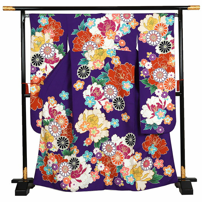 【レンタル】【振袖レンタル 紫系 牡丹・菊花・四季花】振袖 レンタルフルセット ふりそで 振袖セット レンタル振袖 振り袖 結婚式 披露宴 親族 卒業式 パーティー 結納 着物レンタル 貸衣装 女性 和服 華やか 晴れ着 往復送料無料 f723