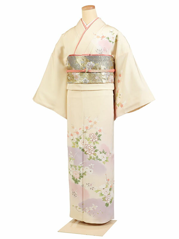 大きいサイズ 広幅 レンタル 訪問着 正絹 身長60〜168cm 黄系 着物 母親 結婚式 入学式 卒業式 お宮参り 七五三 h-00710