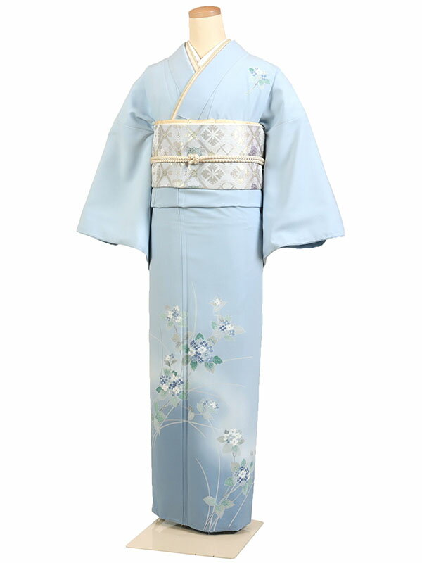 【レンタル】【訪問着 水色系 くすみ くすみカラー 紫陽花】訪問着レンタル 訪問着セット レンタル訪問着 着物レンタル 貸衣装 結婚式 入学式 卒業式 お宮参り 七五三 お母さん ママ 母親 パーティー 結納 お茶会 安い 往復送料無料 h822