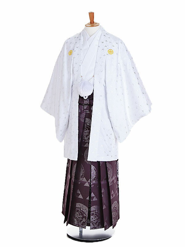 【レンタル】【紋付袴 白系×紫・龍】男着物 袴 レンタル 紋付フルセット レンタル紋付 着物レンタル 貸衣装 結婚式 披露宴 和婚 新郎 卒業式 パーティー 男 和服 安い 往復送料無料 メンズ mt56