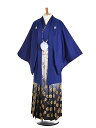 【レンタル】【成人式紋付袴 青系×織田木瓜】紋付袴レンタル 男着物 袴 レンタル 紋付フルセット レンタル紋付 着物レンタル 貸衣装 成人式着物 男 男性用袴レ...