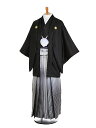 【レンタル】【成人式紋付袴 黒系×黒銀縞】紋付袴レンタル 男着物 袴 レンタル 紋付フルセット レンタル紋付 着物レンタル 貸衣装 成人式着物 男 男性用袴レン...