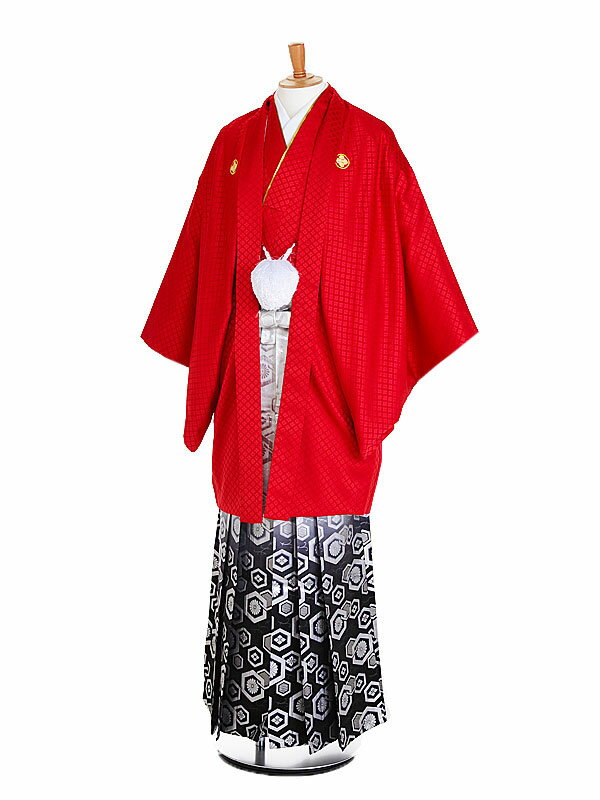 【レンタル】【成人式紋付袴 赤系×亀甲】紋付袴レンタル 男着物 袴 レンタル 紋付フルセット レンタル紋付 着物レンタル 貸衣装 成人式着物 男 男性用袴レンタル 二十歳 ハタチ 和服 安い 往復送料無料 メンズ mt68s