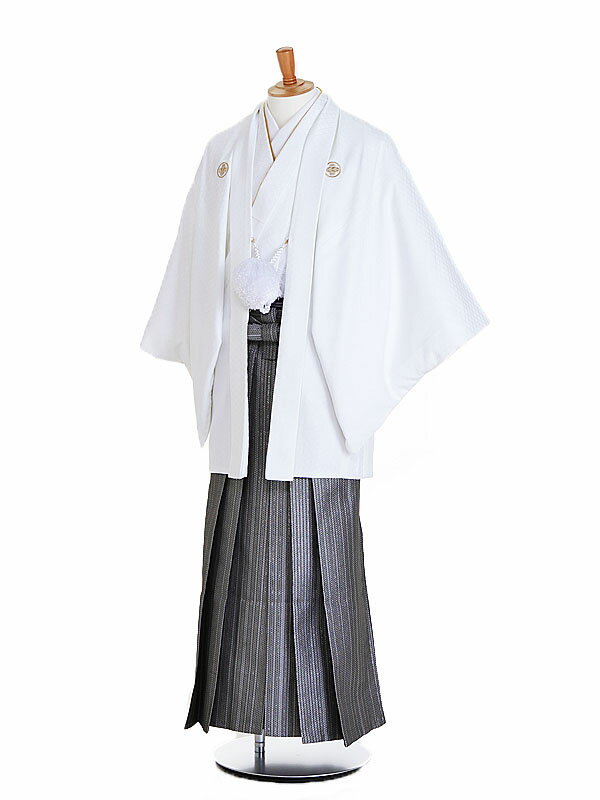【レンタル】【紋付袴 白系×銀グレー縞】男着物 袴 レンタル 紋付フルセット レンタル紋付 着物レンタル 貸衣装 結婚式 披露宴 和婚 新郎 卒業式 パーティー 男 和服 安い 往復送料無料 メンズ mt90