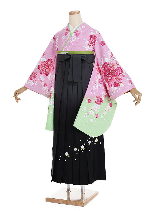 【レンタル】【卒業式袴 ピンク・桜花×刺繍・グレー袴】卒業式 袴 レンタル 卒業袴 女袴 卒業式袴セット 大学生 短大 教員 先生 二尺袖袴フルセット 専門学生 謝恩会 高校 文化祭 個性 おしゃれ 被らない 往復送料無料 n381