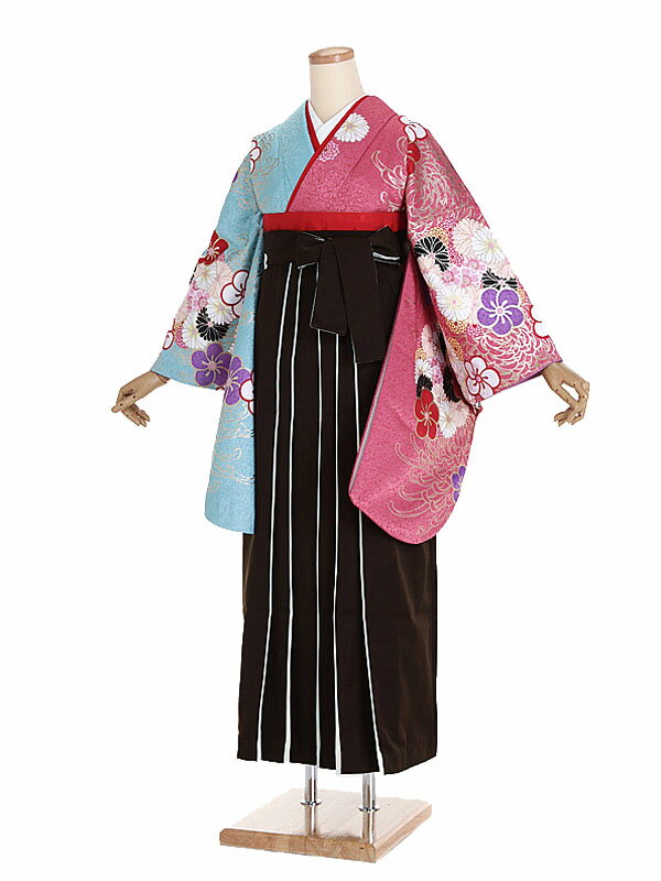 【レンタル】【卒業式袴 ピンク・四季花×茶袴】卒業式 袴 レンタル 卒業袴 女袴 卒業式袴セット 大学生 短大 教員 先生 二尺袖袴フルセット 専門学生 謝恩会 高校 文化祭 個性 おしゃれ 被らない 往復送料無料 n476